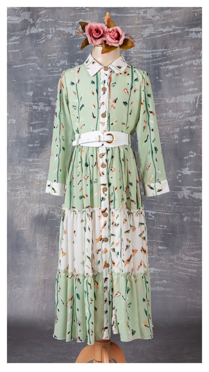 Wholesale 2-Piece Girls Dress Set with Belt 9-12Y - Producer: Tivido - Wholesale Kids & Baby Clothes From Turkey - TheBS Kids