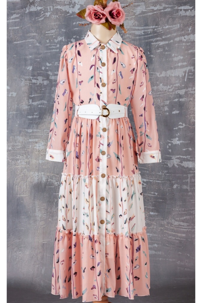 Wholesale 2-Piece Girls Dress Set with Belt 9-12Y - Producer: Tivido - Wholesale Kids & Baby Clothes From Turkey - TheBS Kids