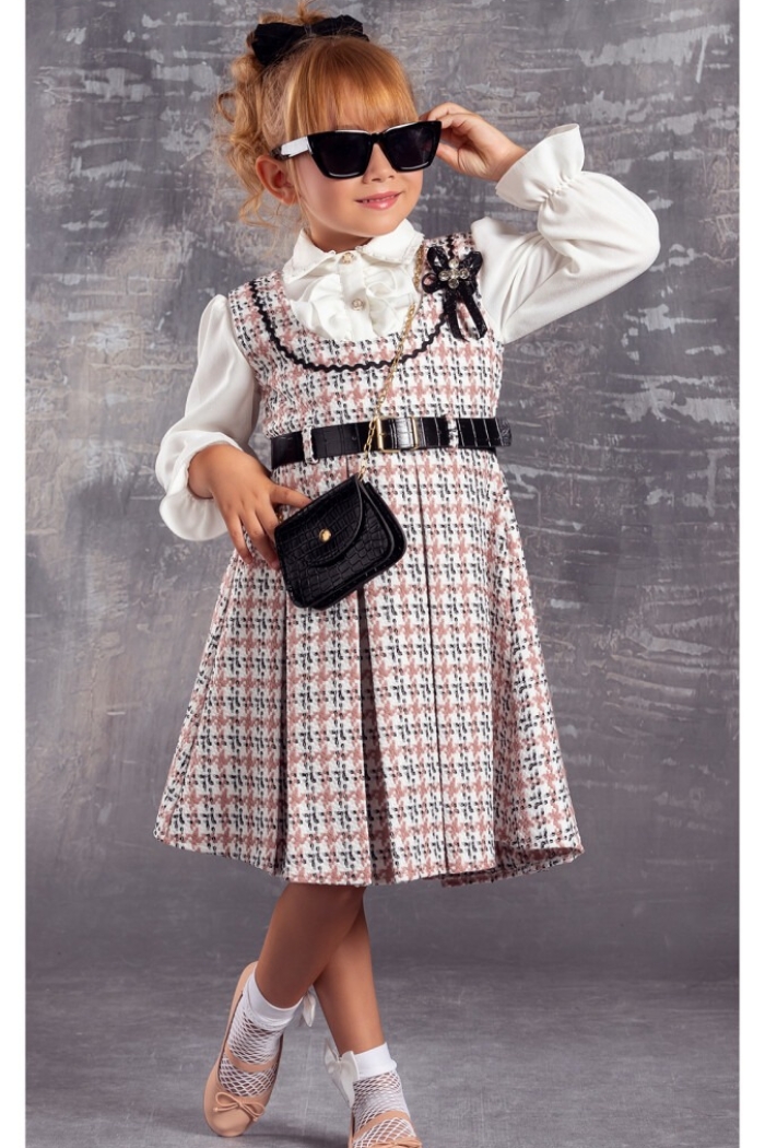 Wholesale 2-Piece Girls Dress with Shirt and Bag 6-12Y - Producer: Tivido - Wholesale Kids & Baby Clothes From Turkey - TheBS Kids