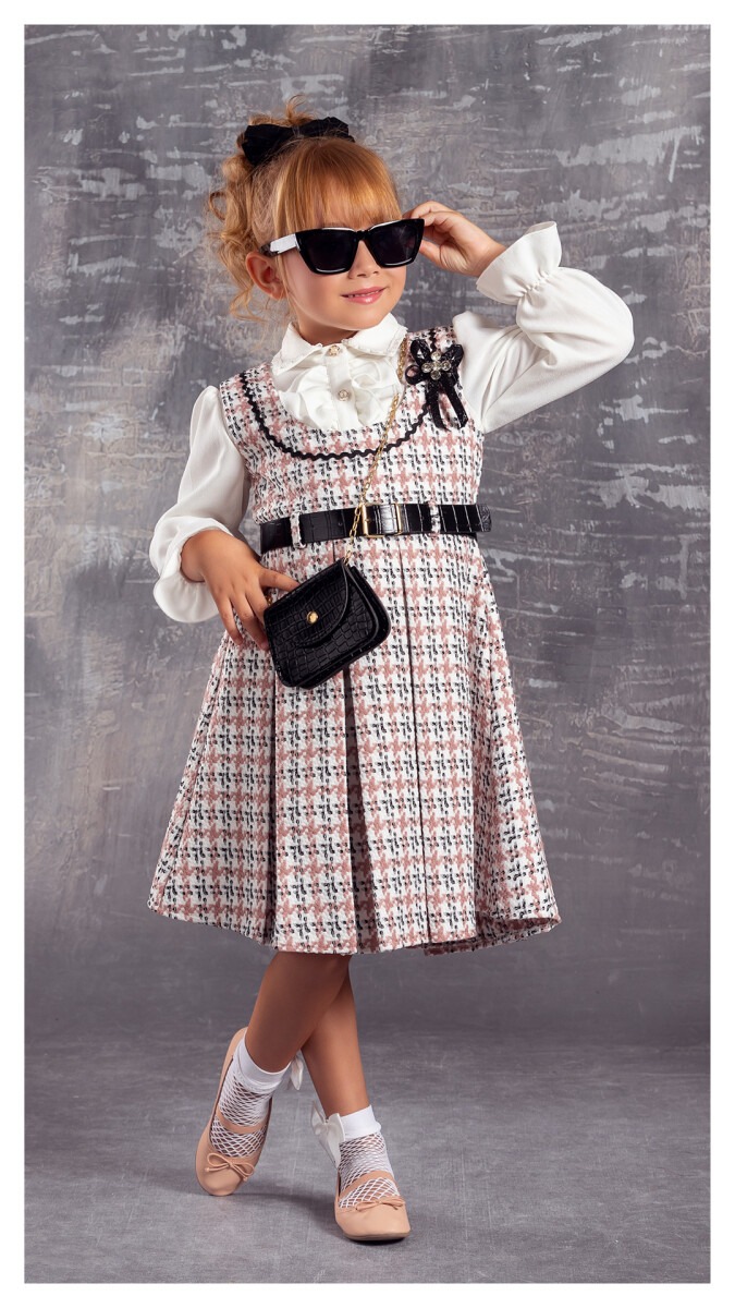Wholesale 2-Piece Girls Dress with Shirt and Bag 6-12Y - Producer: Tivido - Wholesale Kids & Baby Clothes From Turkey - TheBS Kids