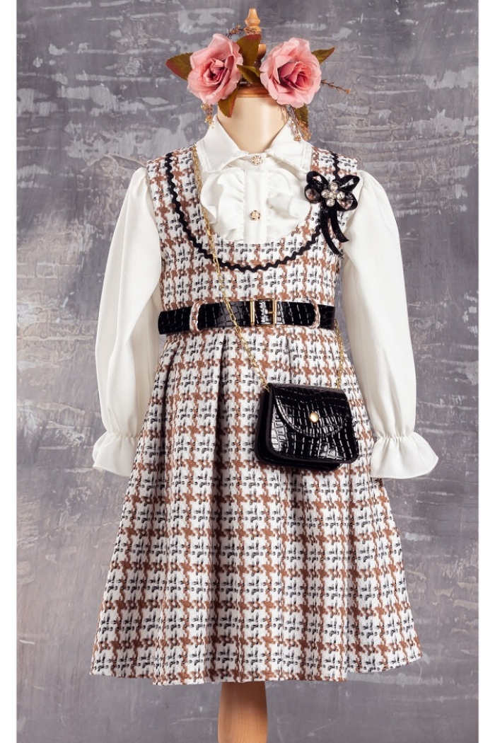 Wholesale 2-Piece Girls Dress with Shirt and Bag 6-12Y - Producer: Tivido - Wholesale Kids & Baby Clothes From Turkey - TheBS Kids