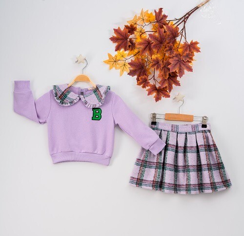 Wholesale 2-Piece Girls Set with Blouse and Skirt 3-6Y Busra Bebe - Producer: Büşra Bebe - Wholesale Kids & Baby Clothes From Turkey - TheBS Kids
