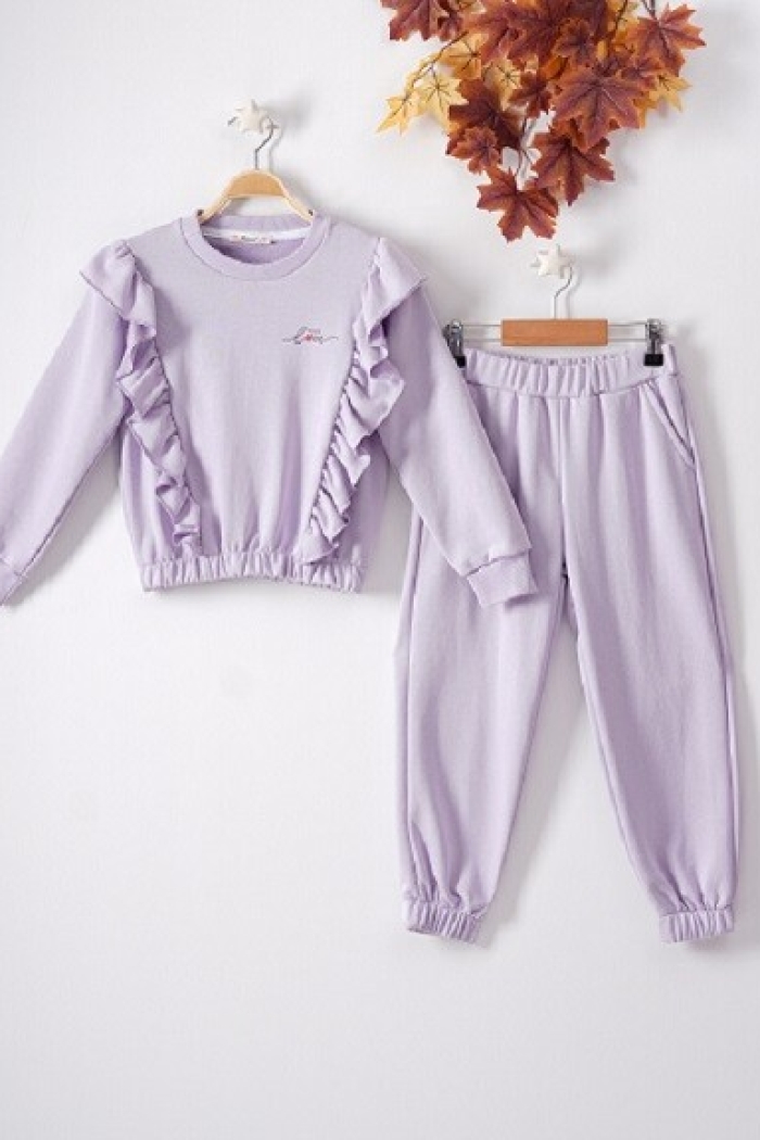 Wholesale 2-Piece Girls Tracksuit Set with Ruffled 7-10Y Busra Bebe - Producer: Büşra Bebe - Wholesale Kids & Baby Clothes From Turkey - TheBS Kids