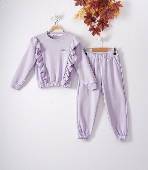 Wholesale 2-Piece Girls Tracksuit Set with Ruffled 7-10Y Busra Bebe - Producer: Büşra Bebe - Wholesale Kids & Baby Clothes From Turkey - TheBS Kids