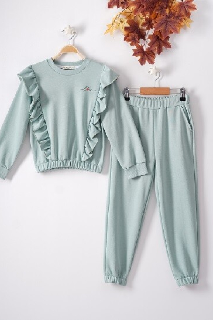 Wholesale 2-Piece Girls Tracksuit Set with Ruffled 7-10Y Busra Bebe - Producer: Büşra Bebe - Wholesale Kids & Baby Clothes From Turkey - TheBS Kids