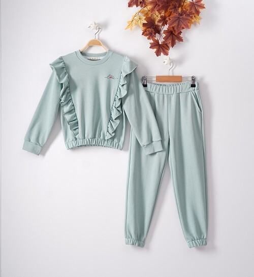 Wholesale 2-Piece Girls Tracksuit Set with Ruffled 7-10Y Busra Bebe - Producer: Büşra Bebe - Wholesale Kids & Baby Clothes From Turkey - TheBS Kids