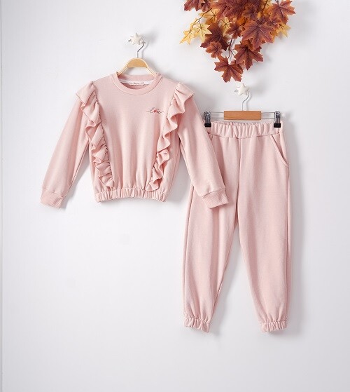 Wholesale 2-Piece Girls Tracksuit Set with Ruffled 7-10Y Busra Bebe - Producer: Büşra Bebe - Wholesale Kids & Baby Clothes From Turkey - TheBS Kids