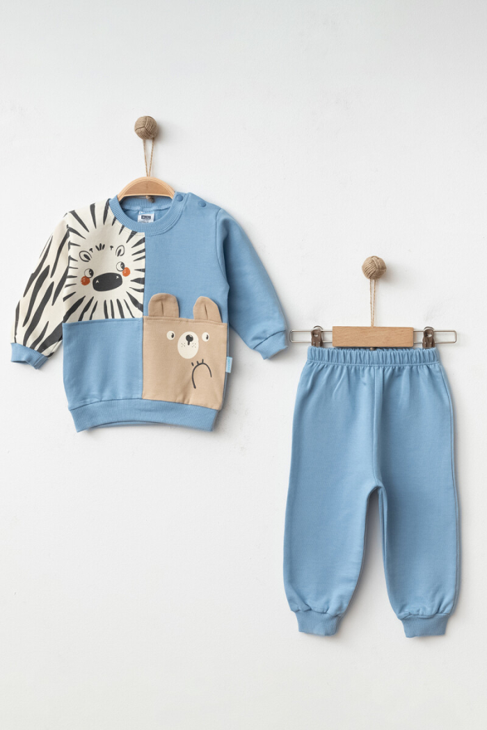 Wholesale 2-Piece Zebra Print Tracksuit for Baby Boys 9-18M - Producer: Hoppidik - Wholesale Kids & Baby Clothes From Turkey - TheBS Kids
