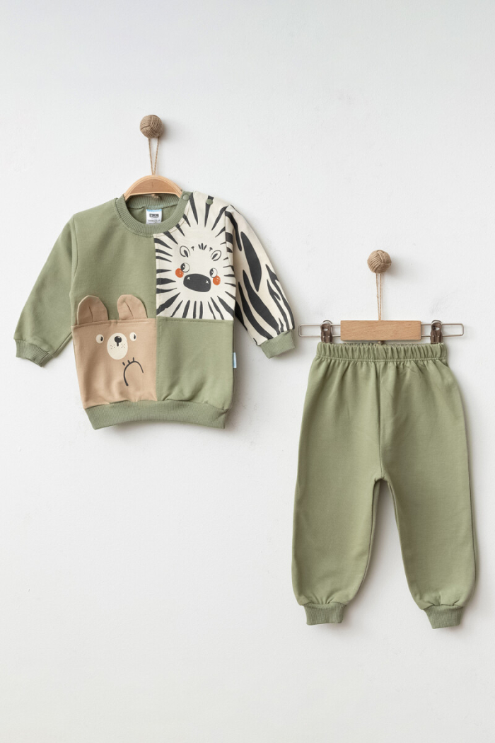 Wholesale 2-Piece Zebra Print Tracksuit for Baby Boys 9-18M - Producer: Hoppidik - Wholesale Kids & Baby Clothes From Turkey - TheBS Kids