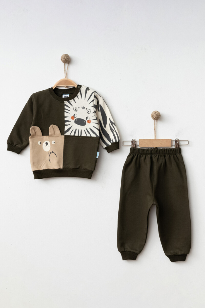 Wholesale 2-Piece Zebra Print Tracksuit for Baby Boys 9-18M - Producer: Hoppidik - Wholesale Kids & Baby Clothes From Turkey - TheBS Kids