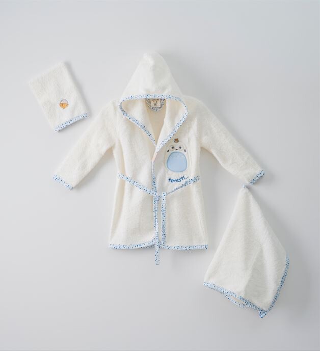Wholesale 3-Piece Baby Bathrobe Set with Box 1-2Y - Producer: Ramel Kids - Wholesale Kids & Baby Clothes From Turkey - TheBS Kids