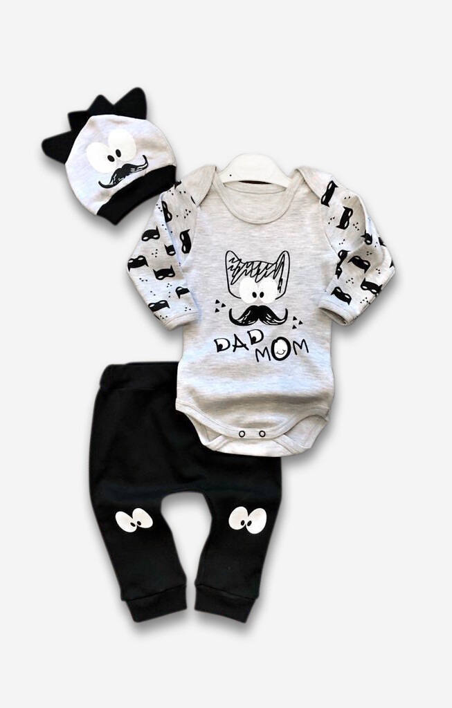 Wholesale 3-Piece Baby Boys Bodysuit Set with Hat and Pants 3-9M - Producer: Minizeyn - Wholesale Kids & Baby Clothes From Turkey - TheBS Kids