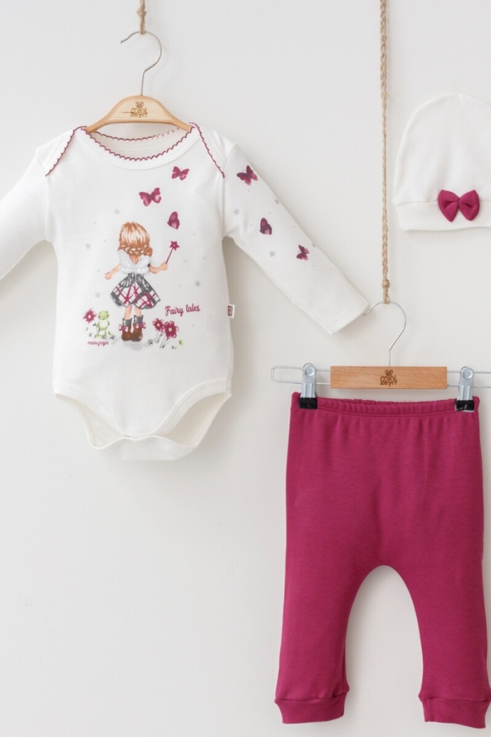 Wholesale 3-Piece Baby Girls Bodysuit Set with Hat and Pants 3-12M - Producer: Minizeyn - Wholesale Kids & Baby Clothes From Turkey - TheBS Kids