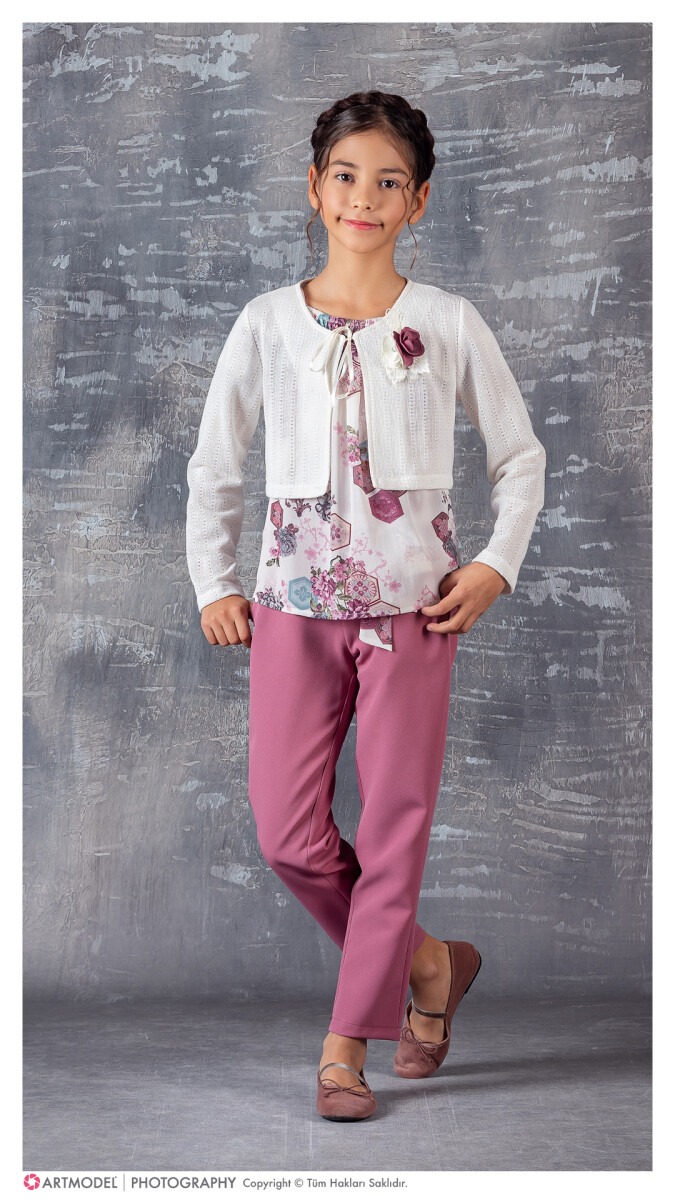 Wholesale 3-Piece Girls 3-Piece Blouse, Pants and Bolero Set 9-12Y - Producer: Tivido - Wholesale Kids & Baby Clothes From Turkey - TheBS Kids