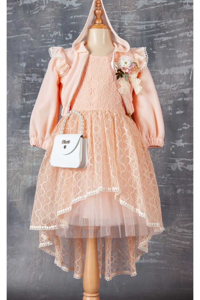 Wholesale 3-Piece Girls Dress Set with Bag and Bolero 6-12Y - Producer: Tivido - Wholesale Kids & Baby Clothes From Turkey - TheBS Kids