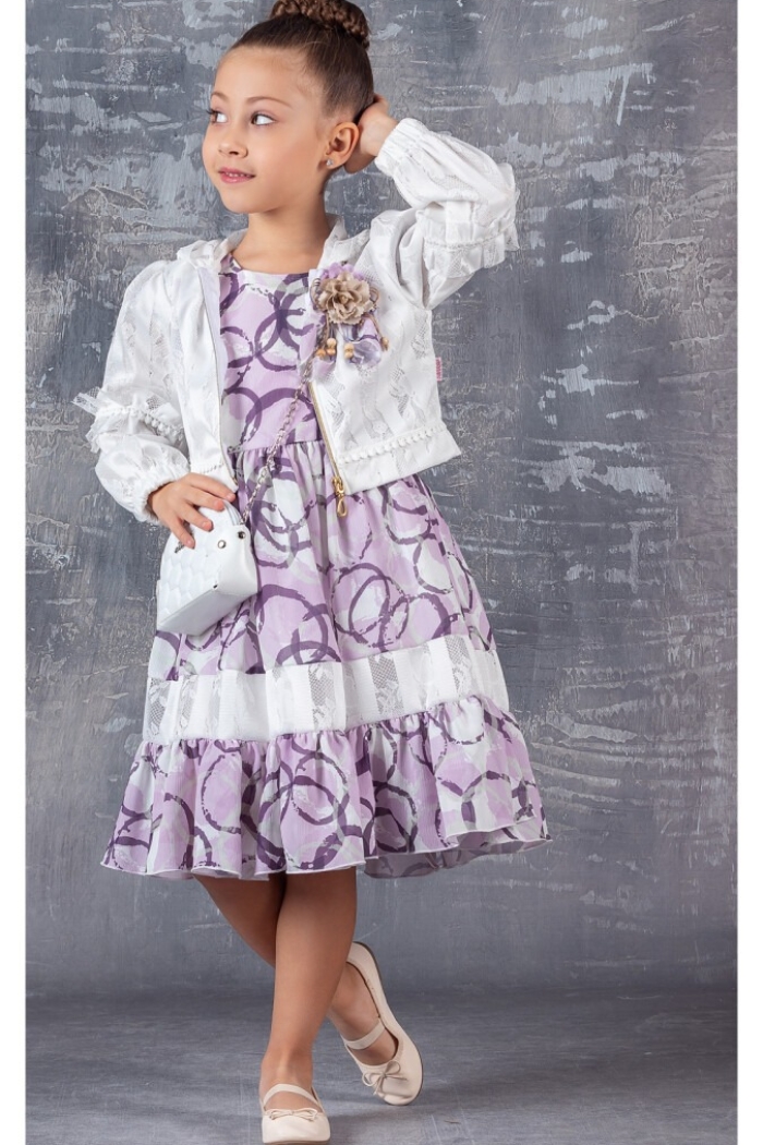 Wholesale 3-Piece Girls Dress Set with Bag and Bolero 6-12Y - Producer: Tivido - Wholesale Kids & Baby Clothes From Turkey - TheBS Kids