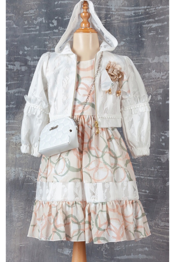 Wholesale 3-Piece Girls Dress Set with Bag and Bolero 6-12Y - Producer: Tivido - Wholesale Kids & Baby Clothes From Turkey - TheBS Kids