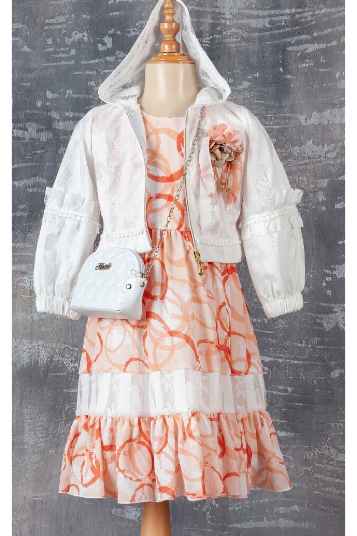 Wholesale 3-Piece Girls Dress Set with Bag and Bolero 6-12Y - Producer: Tivido - Wholesale Kids & Baby Clothes From Turkey - TheBS Kids
