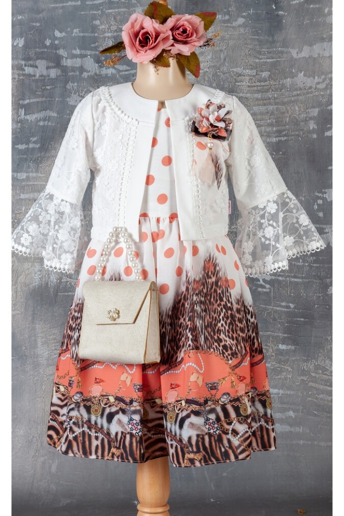 Wholesale 3-Piece Girls Dress Set with Bag and Bolero 6-12Y - Producer: Tivido - Wholesale Kids & Baby Clothes From Turkey - TheBS Kids