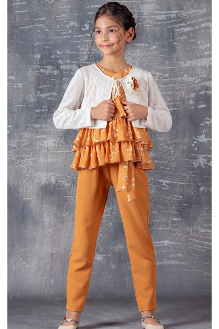 Wholesale 3-Piece Girls Set with Blouse, Pants and Bolero 9-12Y - Producer: Tivido - Wholesale Kids & Baby Clothes From Turkey - TheBS Kids