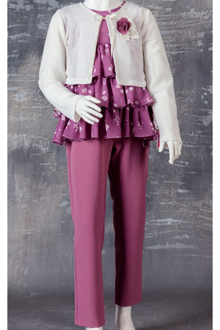 Wholesale 3-Piece Girls Set with Blouse, Pants and Bolero 9-12Y - Producer: Tivido - Wholesale Kids & Baby Clothes From Turkey - TheBS Kids