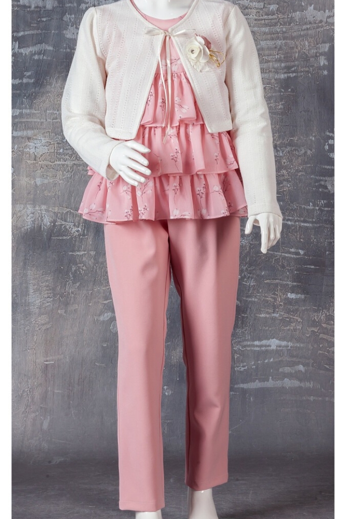Wholesale 3-Piece Girls Set with Blouse, Pants and Bolero 9-12Y - Producer: Tivido - Wholesale Kids & Baby Clothes From Turkey - TheBS Kids