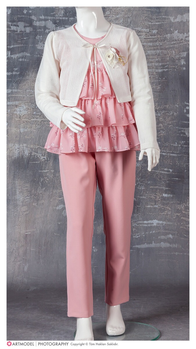 Wholesale 3-Piece Girls Set with Blouse, Pants and Bolero 9-12Y - Producer: Tivido - Wholesale Kids & Baby Clothes From Turkey - TheBS Kids