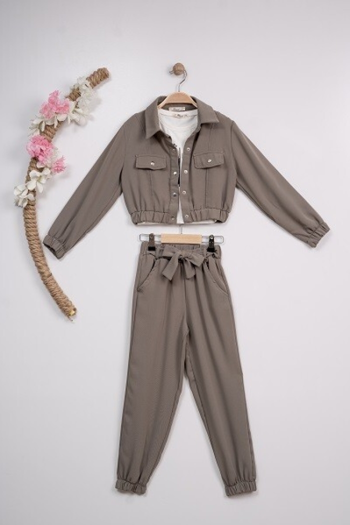 Wholesale 3-Piece Girls Set with Jacket, Pants and T-Shirt 7-10Y - Producer: Büşra Bebe - Wholesale Kids & Baby Clothes From Turkey - TheBS Kids