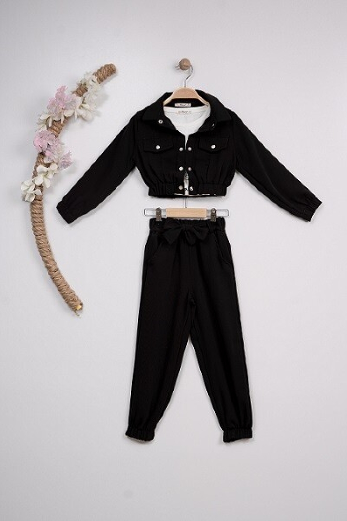Wholesale 3-Piece Girls Set with Jacket, Pants and T-Shirt 7-10Y - Producer: Büşra Bebe - Wholesale Kids & Baby Clothes From Turkey - TheBS Kids