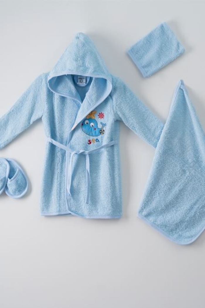 Wholesale 4-Piece Baby Bathrobe Set with Box 1-3Y - Producer: Ramel Kids - Wholesale Kids & Baby Clothes From Turkey - TheBS Kids