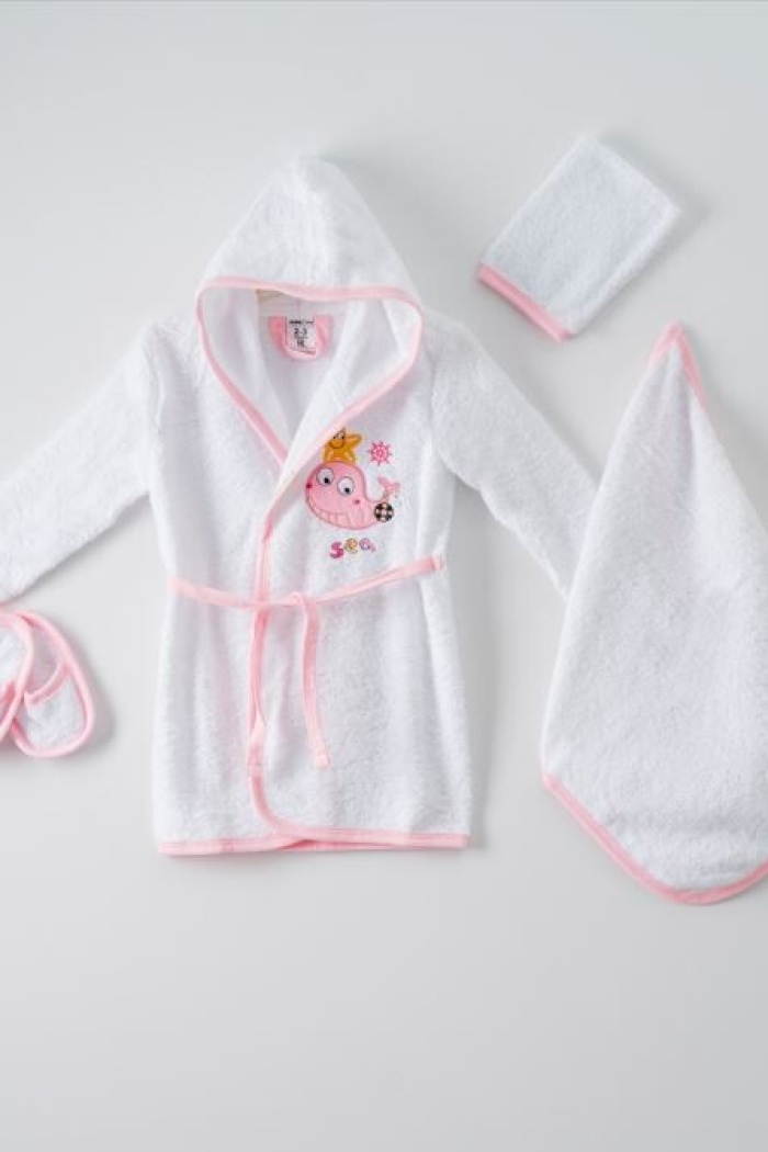 Wholesale 4-Piece Baby Bathrobe Set with Box 1-3Y - Producer: Ramel Kids - Wholesale Kids & Baby Clothes From Turkey - TheBS Kids