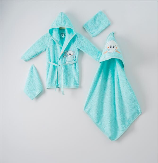 Wholesale 4-Piece Baby Bathrobe Set wth Box 0-1Y - Producer: Ramel Kids - Wholesale Kids & Baby Clothes From Turkey - TheBS Kids
