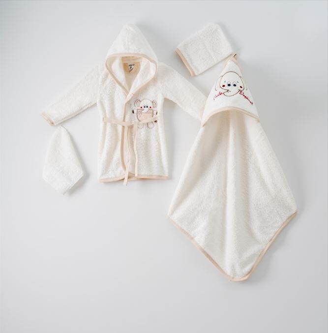 Wholesale 4-Piece Baby Bathrobe Set wth Box 0-1Y - Producer: Ramel Kids - Wholesale Kids & Baby Clothes From Turkey - TheBS Kids