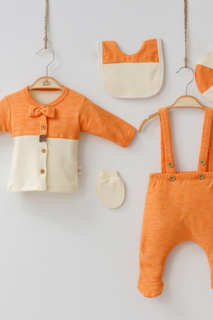Wholesale 5-Piece Baby Boys Body Overalls Gloves Bib and Hat Set 0-3M - Producer: Minizeyn - Wholesale Kids & Baby Clothes From Turkey - TheBS Kids