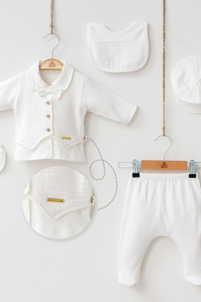Wholesale 5-Piece Baby Boys Newborn Body Pants Hat Glove Bib Set 0-3M - Producer: Minizeyn - Wholesale Kids & Baby Clothes From Turkey - TheBS Kids