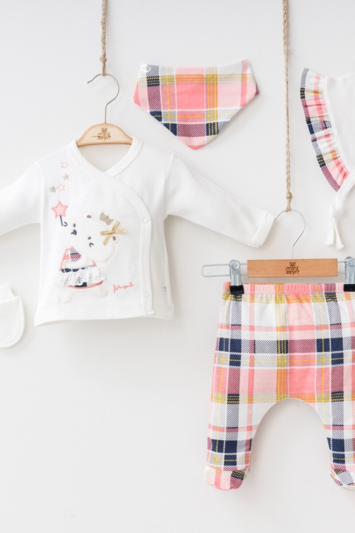 Wholesale 5-Piece Baby Girls Newborn Bodysuit Set with Body Hat Pants 0-3M - Producer: Minizeyn - Wholesale Kids & Baby Clothes From Turkey - TheBS Kids
