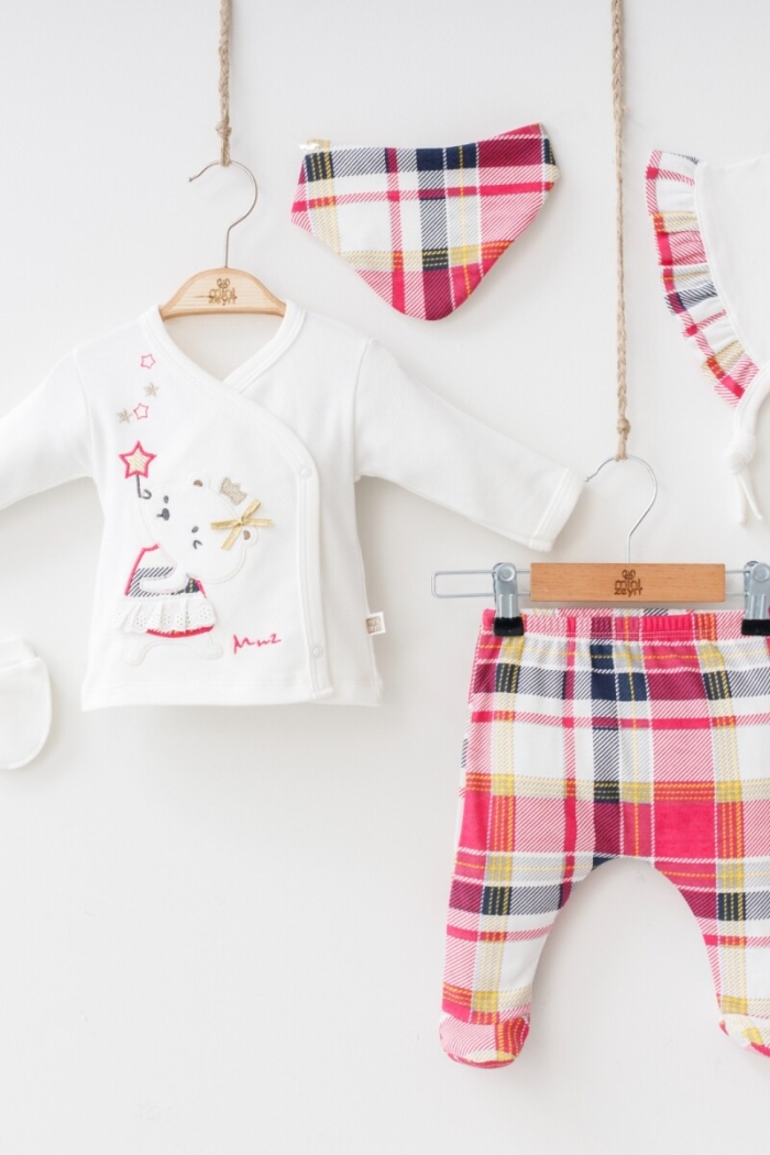 Wholesale 5-Piece Baby Girls Newborn Bodysuit Set with Body Hat Pants 0-3M - Producer: Minizeyn - Wholesale Kids & Baby Clothes From Turkey - TheBS Kids