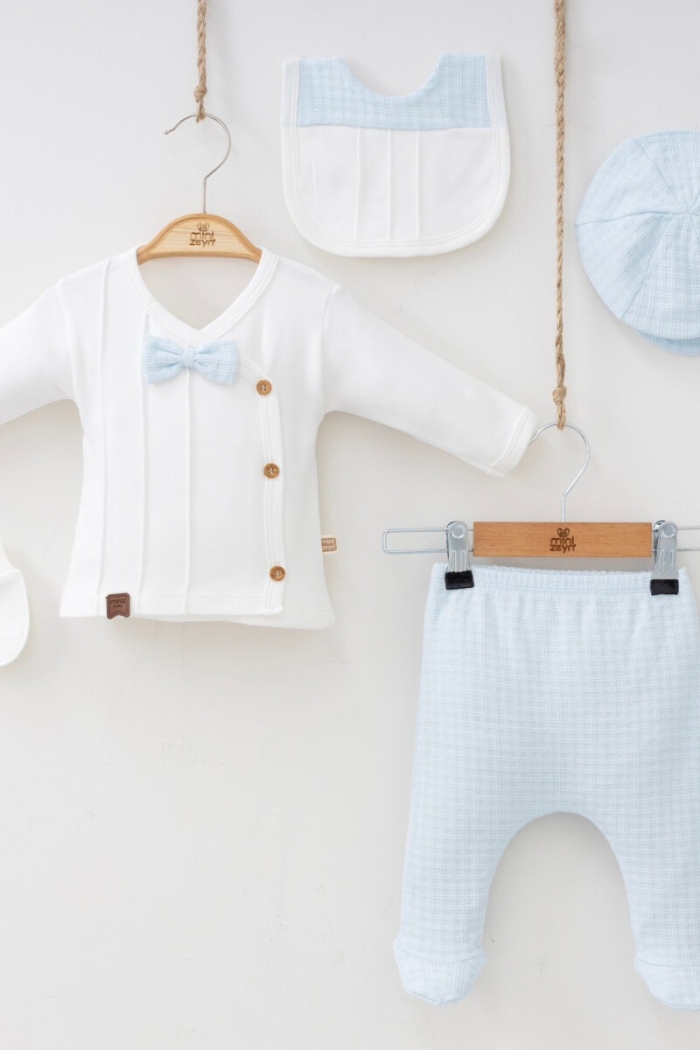 Wholesale 5-Piece Newborn Baby Boys Body Pants Hat Bib Glove 0-3M - Producer: Minizeyn - Wholesale Kids & Baby Clothes From Turkey - TheBS Kids