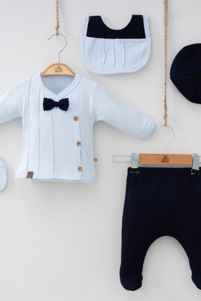 Wholesale 5-Piece Newborn Baby Boys Body Pants Hat Bib Glove 0-3M - Producer: Minizeyn - Wholesale Kids & Baby Clothes From Turkey - TheBS Kids