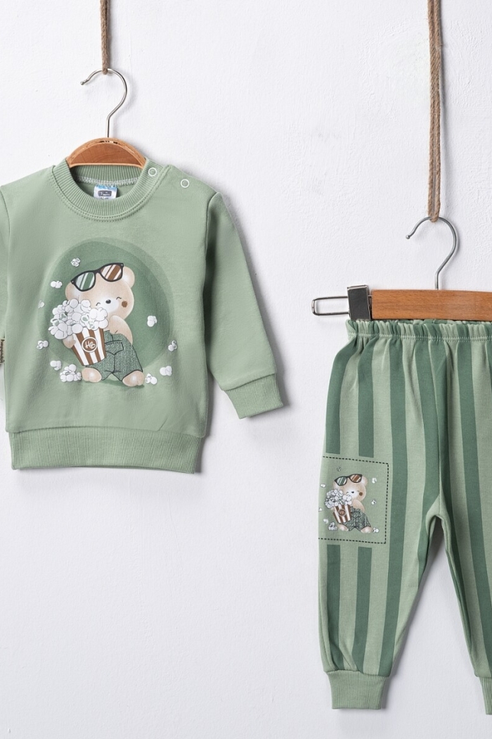 Wholesale Baby Boy Popcorn Printed Set of 2 3-9M - Producer: Hoppidik - Wholesale Kids & Baby Clothes From Turkey - TheBS Kids