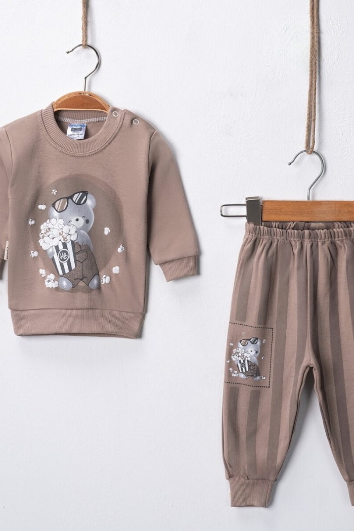 Wholesale Baby Boy Popcorn Printed Set of 2 3-9M - Producer: Hoppidik - Wholesale Kids & Baby Clothes From Turkey - TheBS Kids