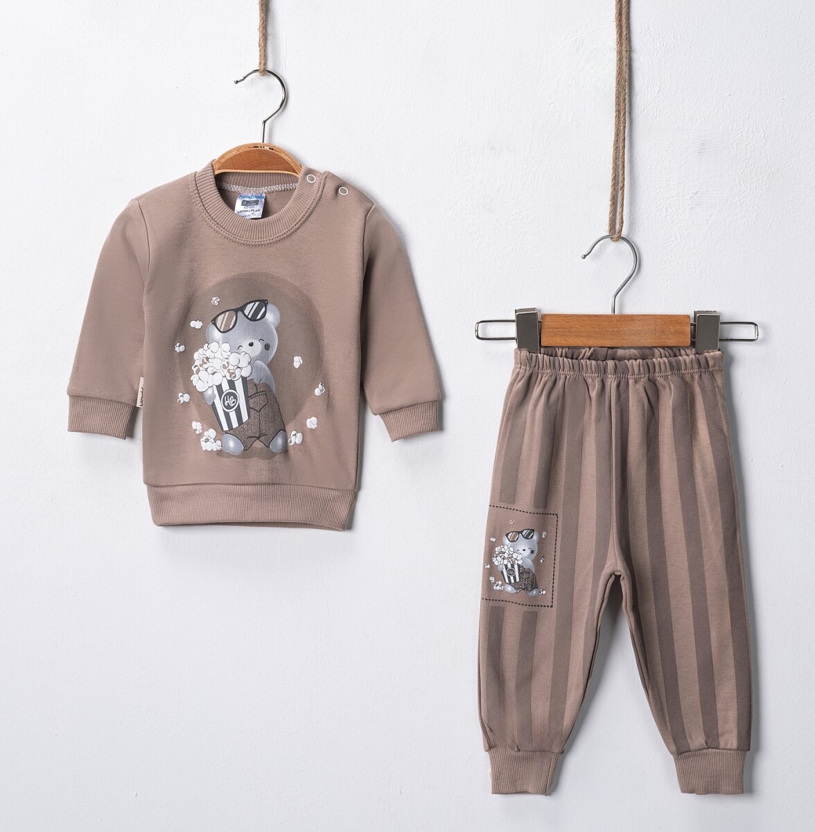 Wholesale Baby Boy Popcorn Printed Set of 2 3-9M - Producer: Hoppidik - Wholesale Kids & Baby Clothes From Turkey - TheBS Kids