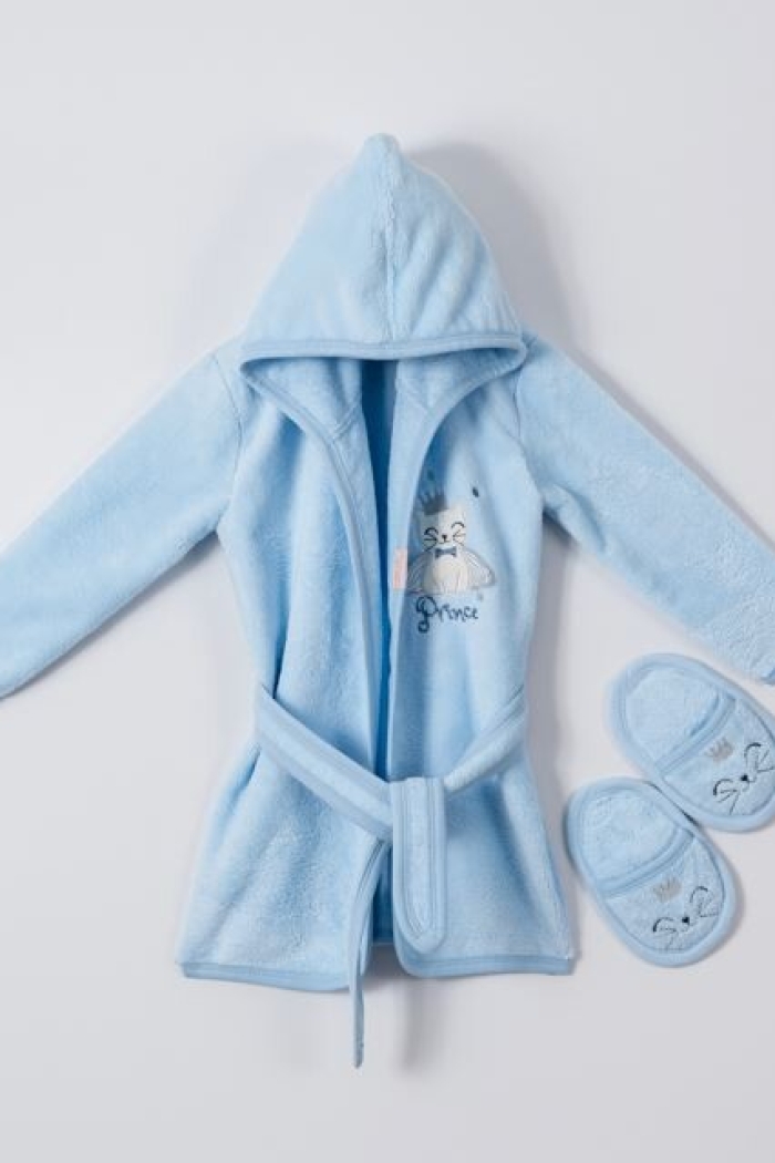 Wholesale Baby Boys 2-Piece Bathrobe Set with Slipper 1-4Y - Producer: Ramel Kids - Wholesale Kids & Baby Clothes From Turkey - TheBS Kids