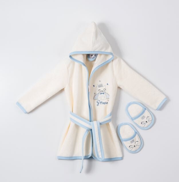 Wholesale Baby Boys 2-Piece Bathrobe Set with Slipper 1-4Y - Producer: Ramel Kids - Wholesale Kids & Baby Clothes From Turkey - TheBS Kids