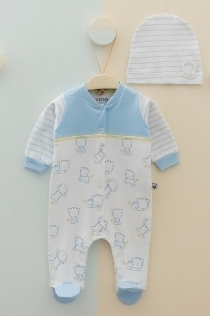 Wholesale Unisex Baby 2-Piece Rompers and Beanie Set 0-6M - Producer: Vina baby - Wholesale Kids & Baby Clothes From Turkey - TheBS Kids