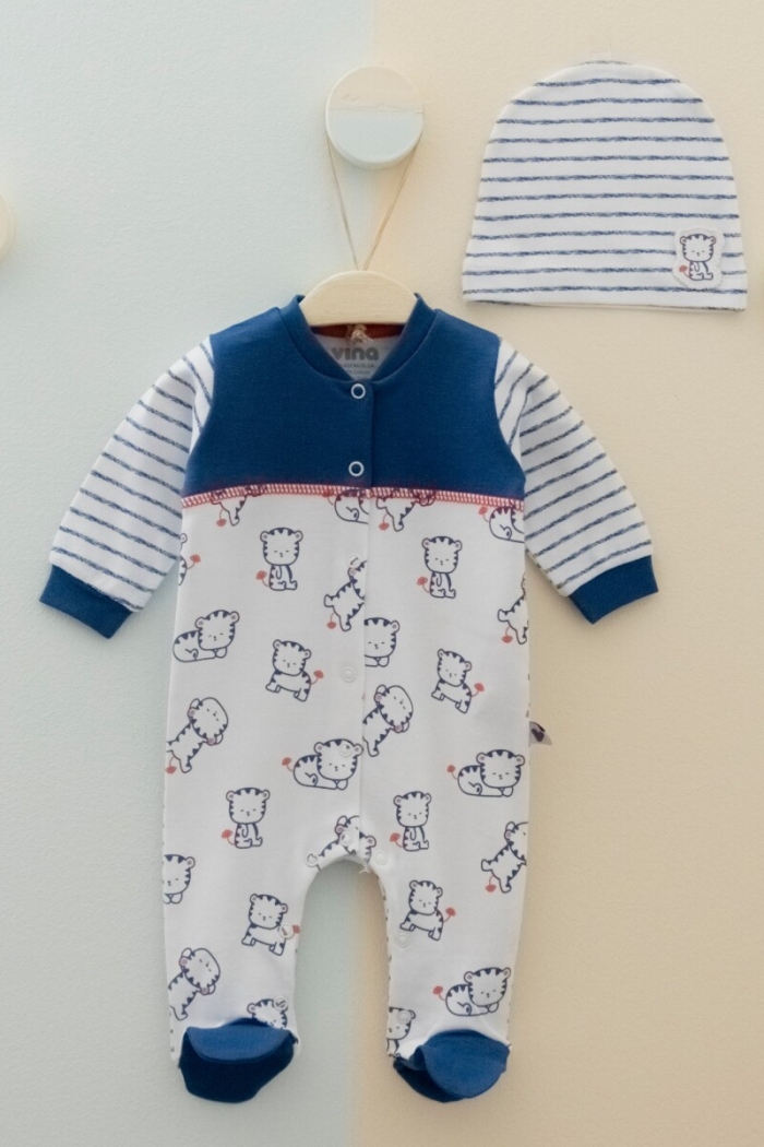 Wholesale Unisex Baby 2-Piece Rompers and Beanie Set 0-6M - Producer: Vina baby - Wholesale Kids & Baby Clothes From Turkey - TheBS Kids