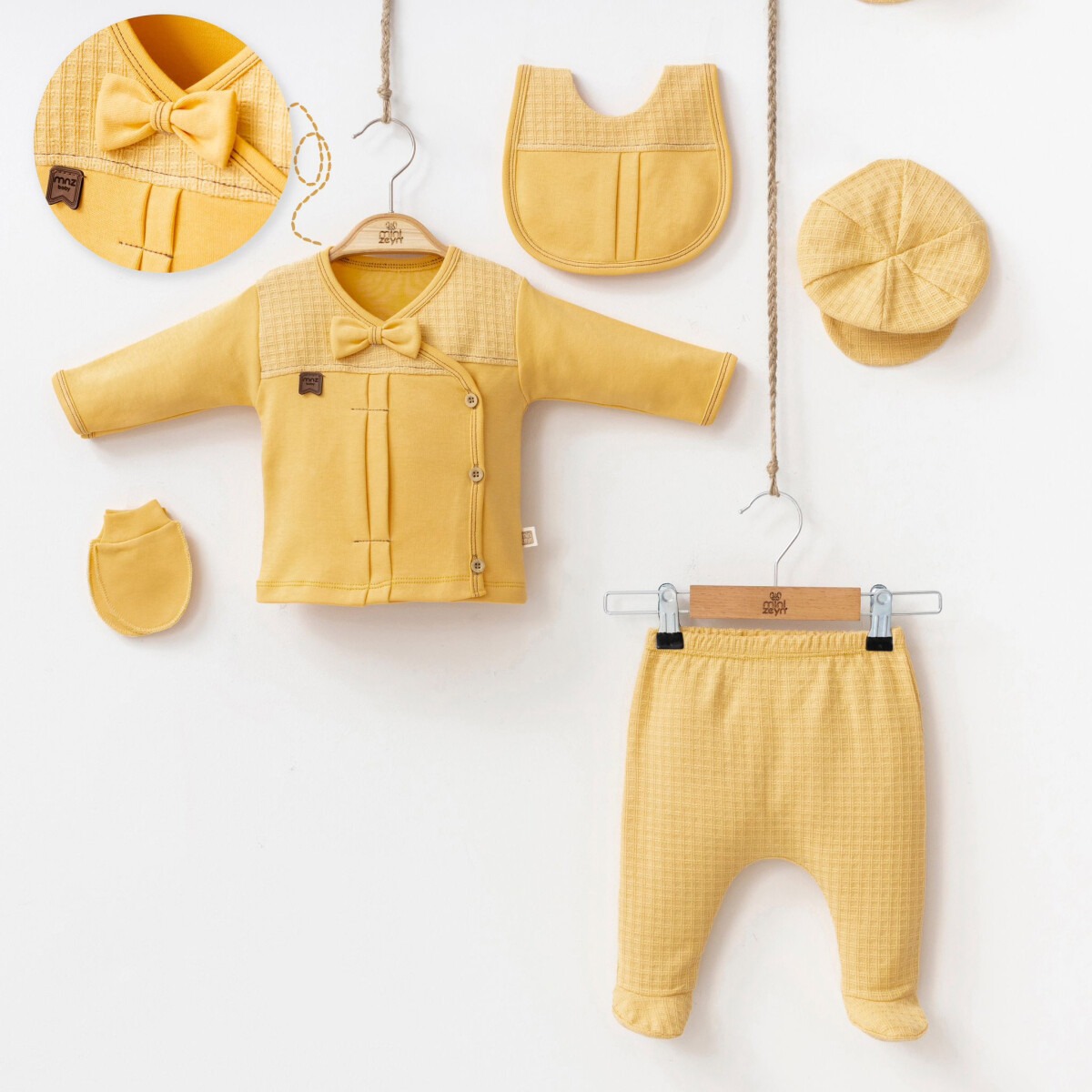Wholesale Baby Boys 5-Piece Body Pants Glove Bib Hat Set 0-3M - Producer: Minizeyn - Wholesale Kids & Baby Clothes From Turkey - TheBS Kids