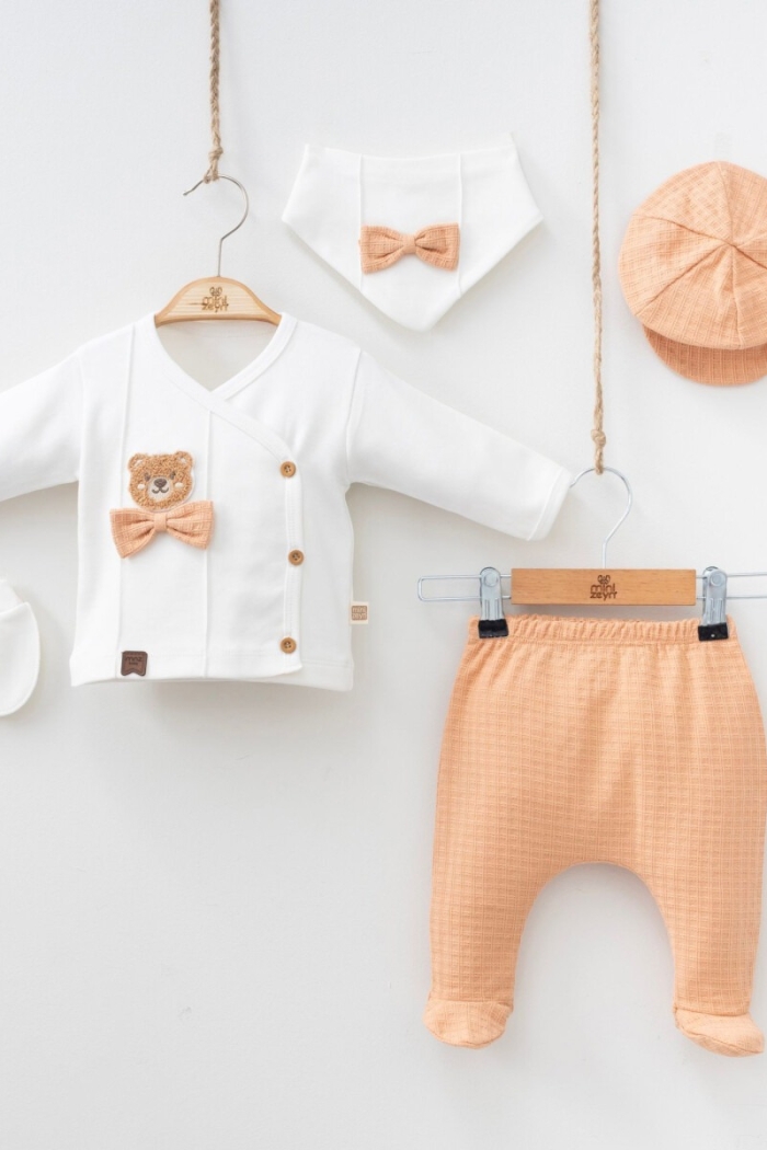 Wholesale Baby Boys 5-Piece Newborn Set with Body Pants Hat Bib and Glove 0-3M - Producer: Minizeyn - Wholesale Kids & Baby Clothes From Turkey - TheBS Kids