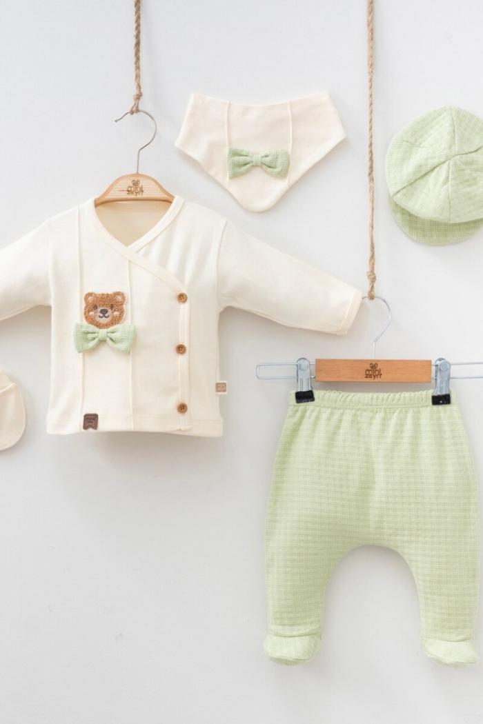 Wholesale Baby Boys 5-Piece Newborn Set with Body Pants Hat Bib and Glove 0-3M - Producer: Minizeyn - Wholesale Kids & Baby Clothes From Turkey - TheBS Kids