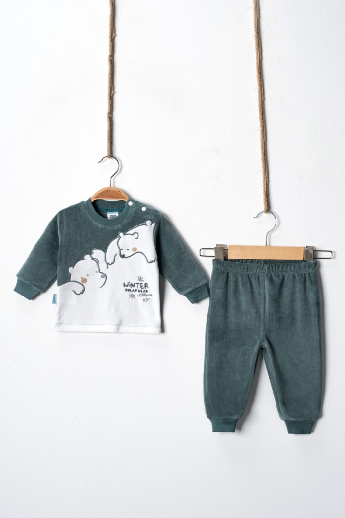 Wholesale Baby Boys Velvet Tracksuit Set 3-9M - Producer: Hoppidik - Wholesale Kids & Baby Clothes From Turkey - TheBS Kids